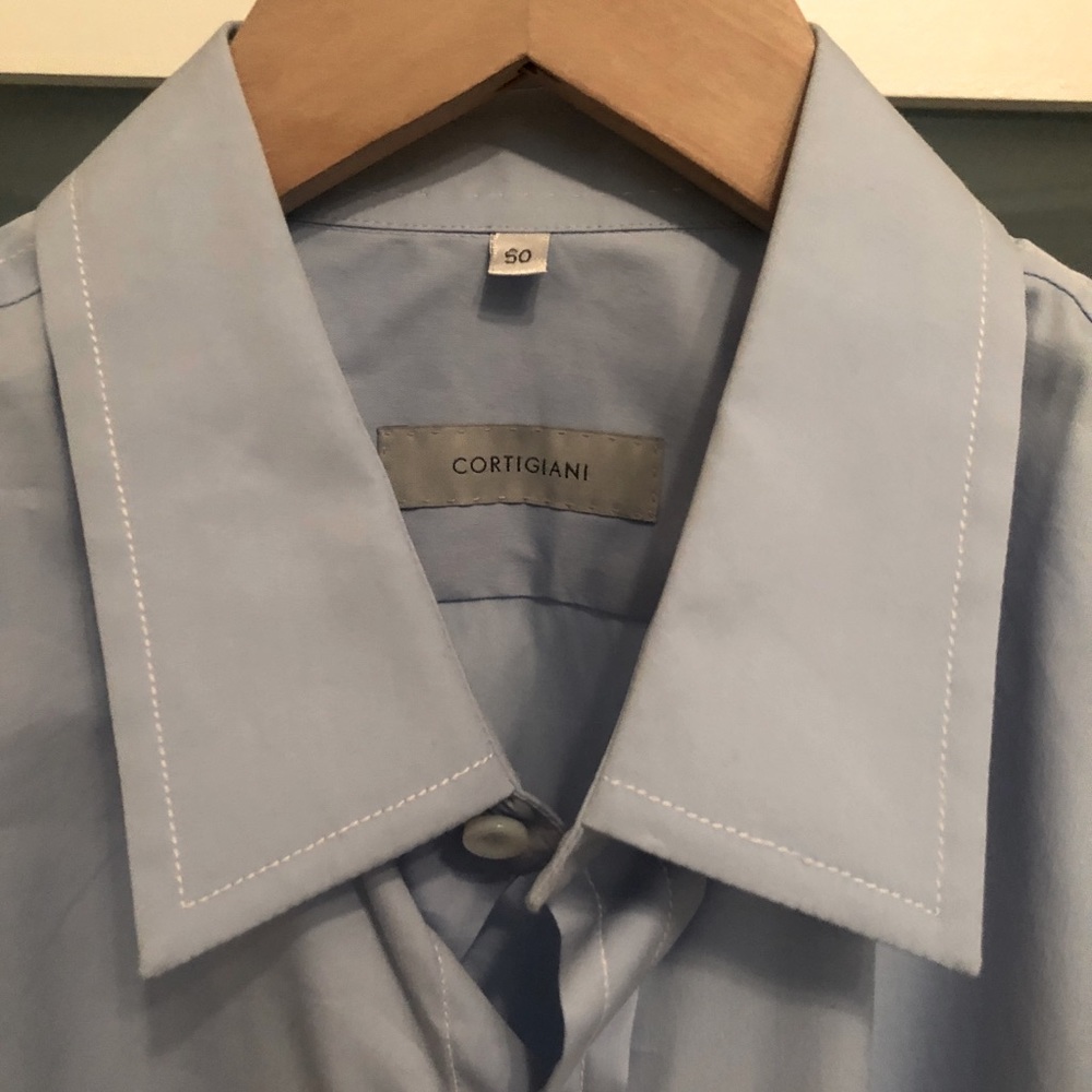 CORTIGIANI LIGHT BLUE DRESS SHIRT (LARGE)